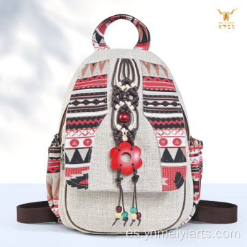 Mochila de algodón con tejido triangular hecha a mano para uso diario